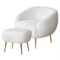 Gewnee Modern Accent Chair,Armchair with Ottoman for Living Room,White