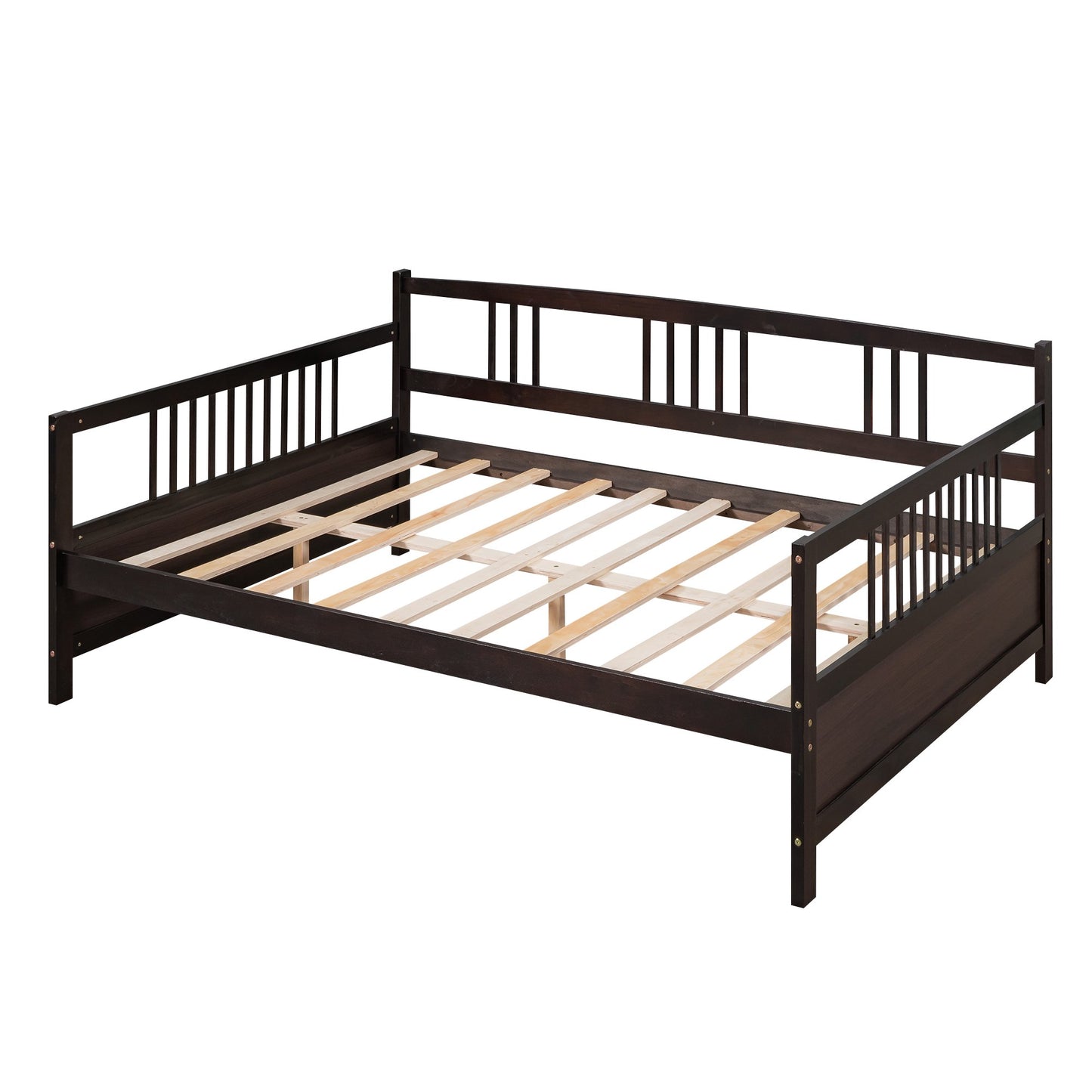 Gewnee Solid Wood Full Size Daybed with Support Legs,Espresso