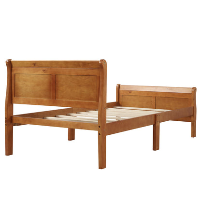 Wood Platform Bed Twin Bed Frame Mattress Foundation Sleigh Bed