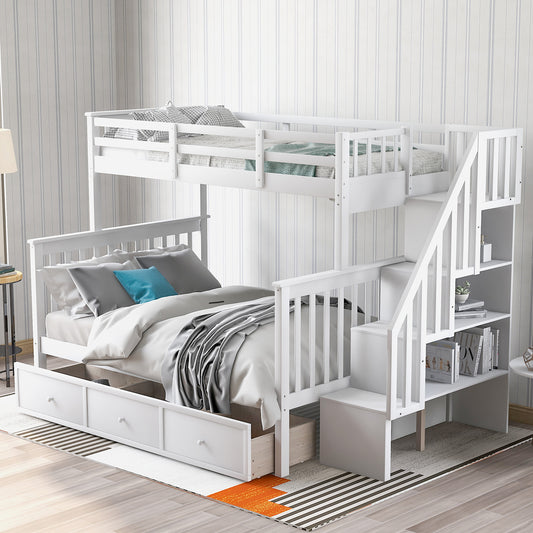 Stairway Twin-Over-Full Bunk Bed with Drawer