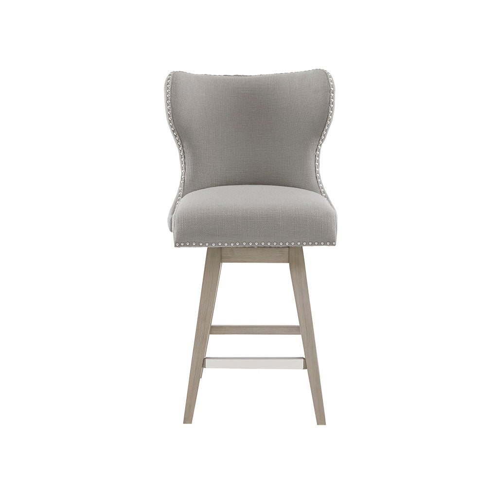 High Wingback Button Tufted Upholstered 27" Swivel Counter Stool