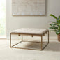 Square Shape Button-tufted Upholstered Metal Base Ottoman/Coffee Table