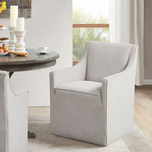 Slipcover Dining Arm Chair with Casters