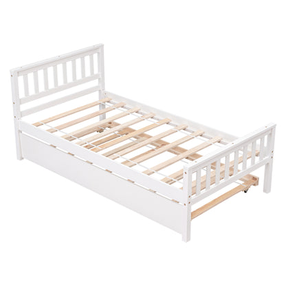 Gewnee Twin Bed with Trundle, Platform Bed Frame