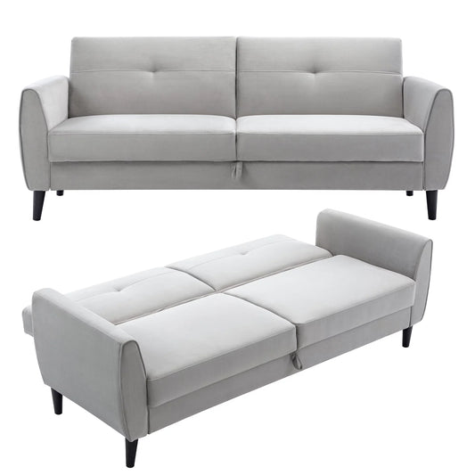 Gewnee Folding Futon Sofa Bed Convertible Sleeper Sofa with Storage& Adjustable Backrest,Gray