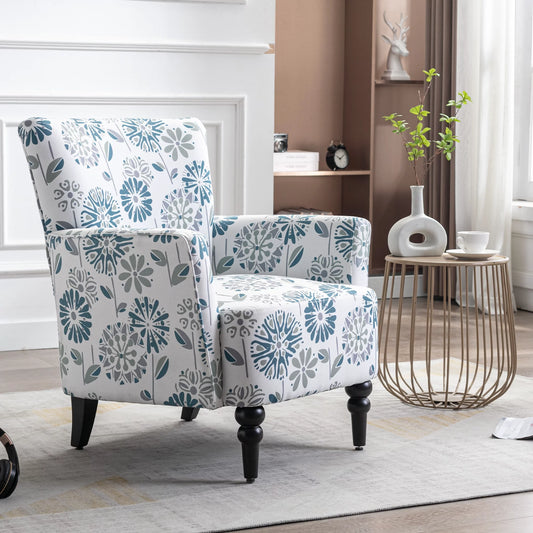 Gewnee Accent Chair,Armchair with Solid Wood Legs for Living Room Bedroom,Flower