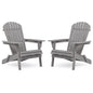 Gewnee Folding Wood Adirondack Chairs Set of 2, Outdoor Patio Chairs, Grey