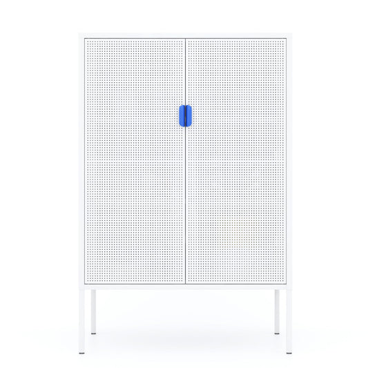 Gewnee 2 Door Metal Locker Storage Cabinet with 2 Adjustable Shelves,White