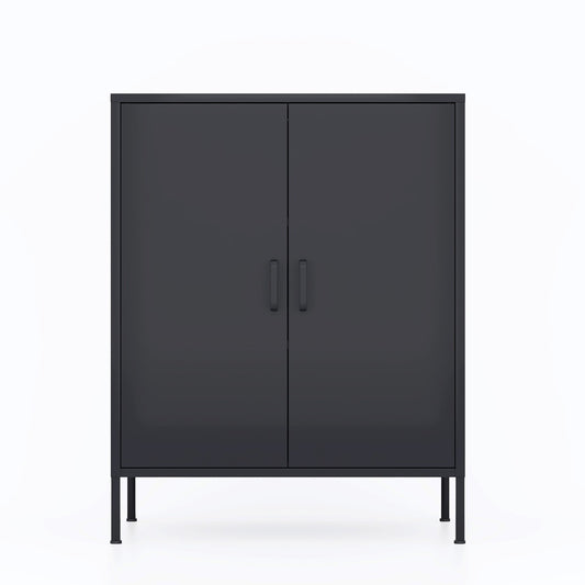 Gewnee 2 Door Metal Locker Accent Cabinet Storage Cabinet in Black