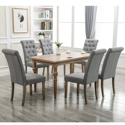 Gewnee Solid Wood Tufted Dining Chair Set of 2,Gray Finished
