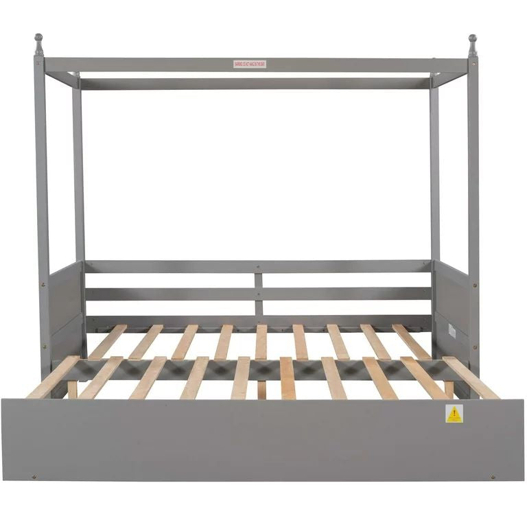 Gewnee Twin Size Canopy Daybed or Pull-Out Platform Bed, Gray