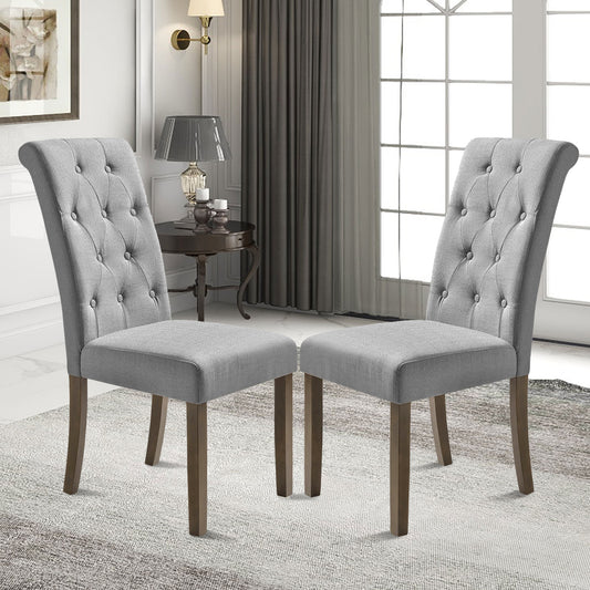 Fabric Solid Wood Dining Chair Set of 2 WF034953EAA
