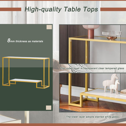 Goldtone Metal and Glass Console Table WF285188AAL