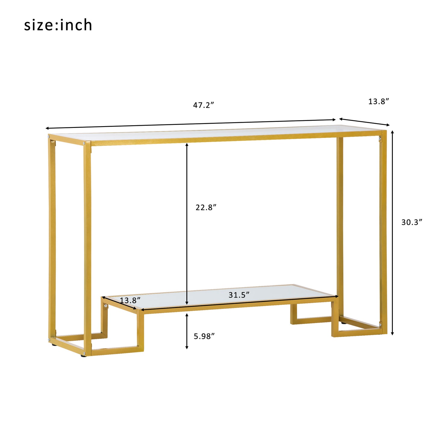 Goldtone Metal and Glass Console Table WF285188AAL