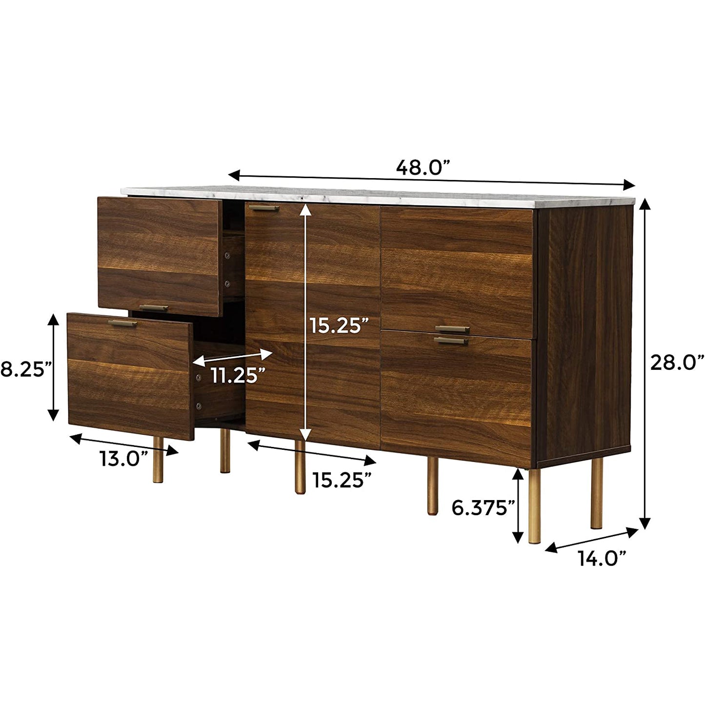 48-inch Modern Walnut 4-drawer Buffet W138558082